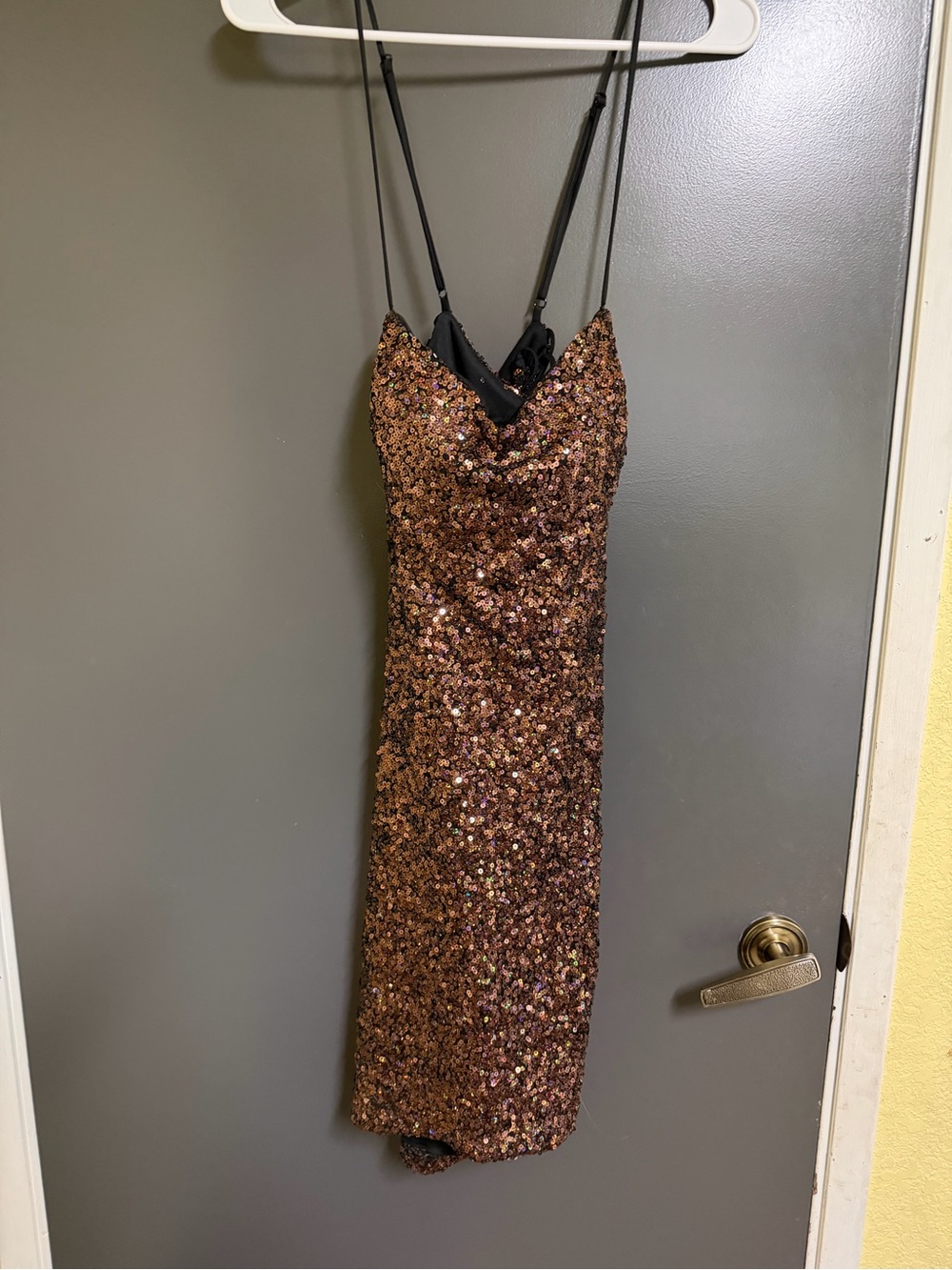 City Studio Rose Gold Sequin Midi Slip Dress